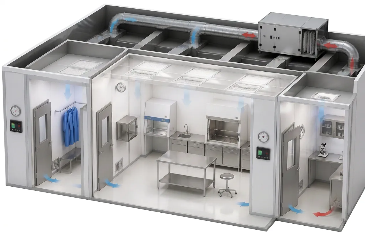 Diagram of the measuring points in a cleanrooms & controlled environments