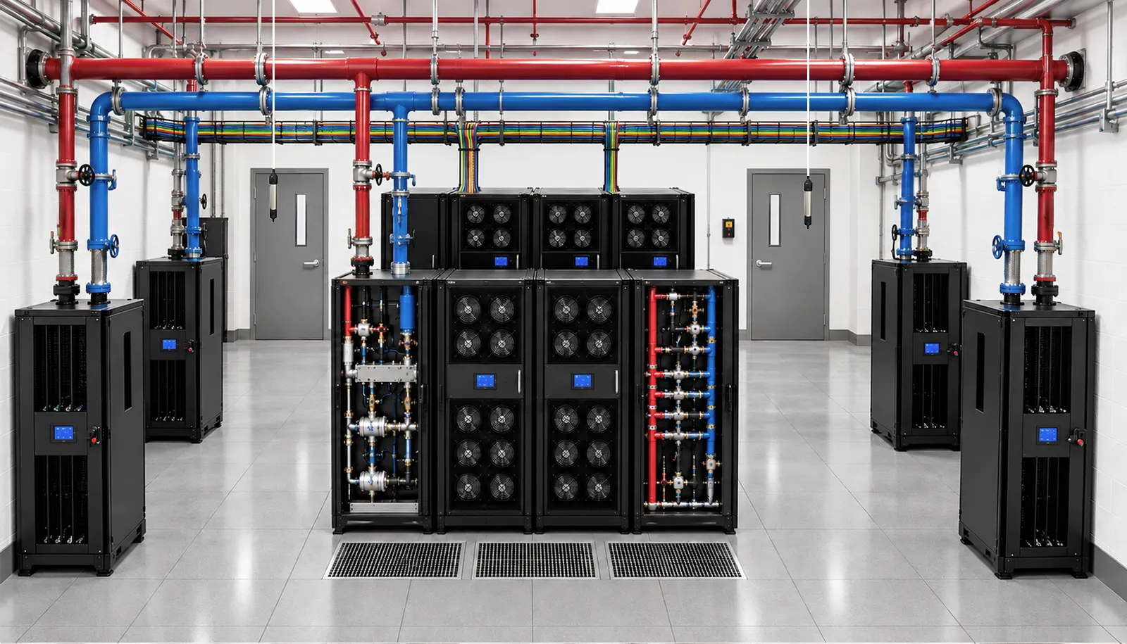 Diagram of the measuring points in a rack level cooling (rdhx)